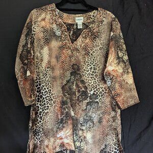 Chico's leopard print sheer tunic size 1